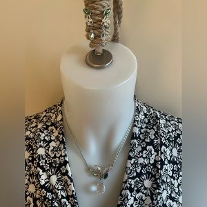 RARE Swarovski leaf earrings & necklace set
